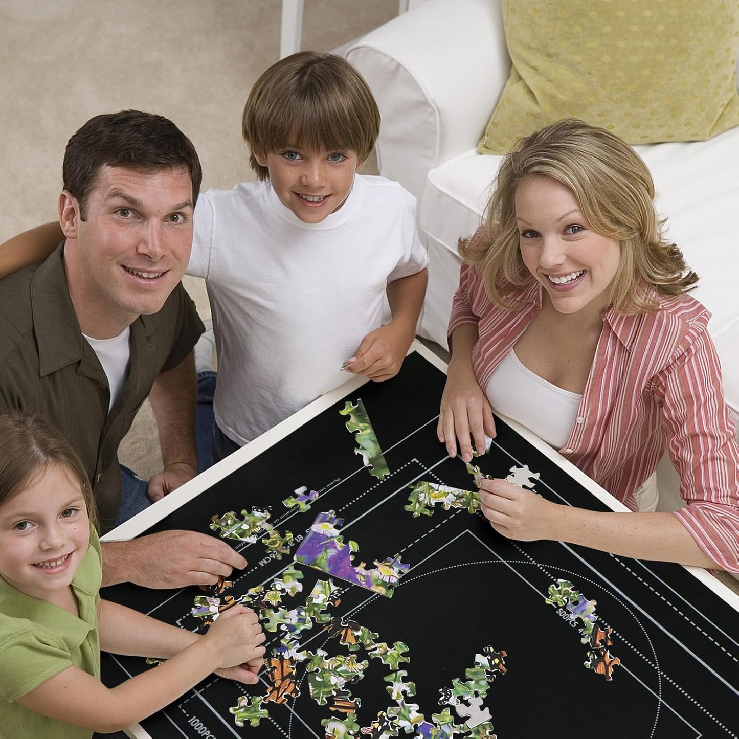 3000pc Jigsaw Puzzle Mat Roll Up, Black Felt, Classic Style, Portable, 39" x 39", 6+ Years