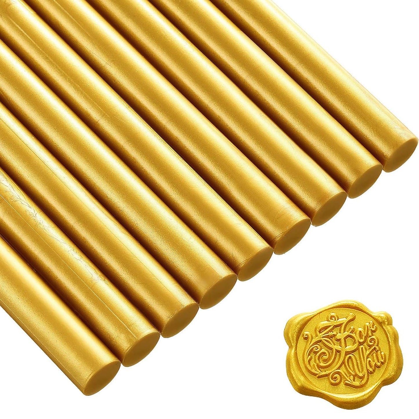 Nuanchu 15 Pcs Glue Gun Sealing Wax Sticks Retro Vintage Wax Sticks for Seal Stamp and Letter for Wedding Invitations Card Envelope Christmas Holiday Gift Ideas(Gold)