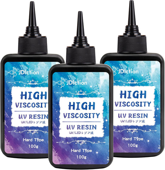 JDiction UV Resin, Upgrade 300g High Viscosity Hard UV Resin with Crystal Clear Resins Kit for Doming, Sealing, Coating, and Casting