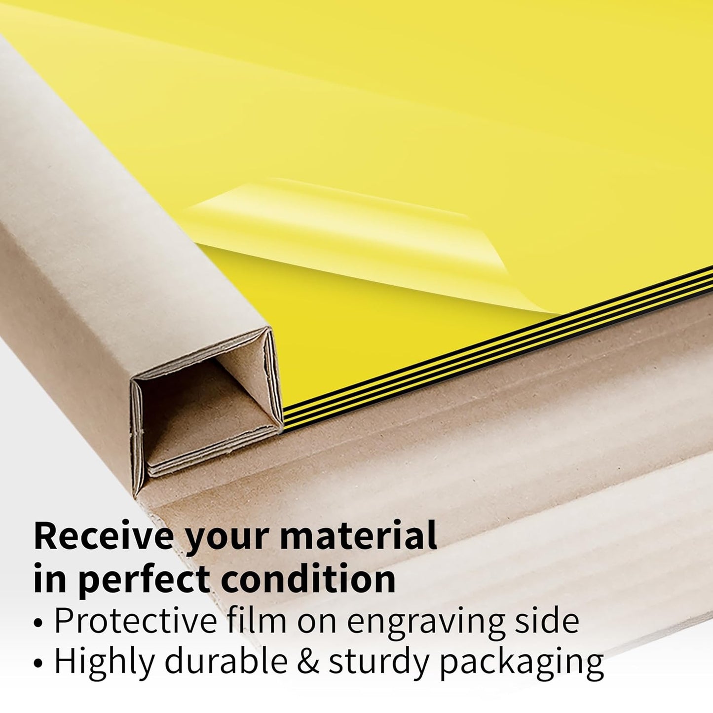 Trotec TroLase | 12"x20"x1/16", 4 Pcs | Yellow/Black | 2 Ply | Modified Acrylic | Laser Engraving Double Color Plastic Sheet | Engraving Blanks for Laser, Saw, Guillotine | Made in USA