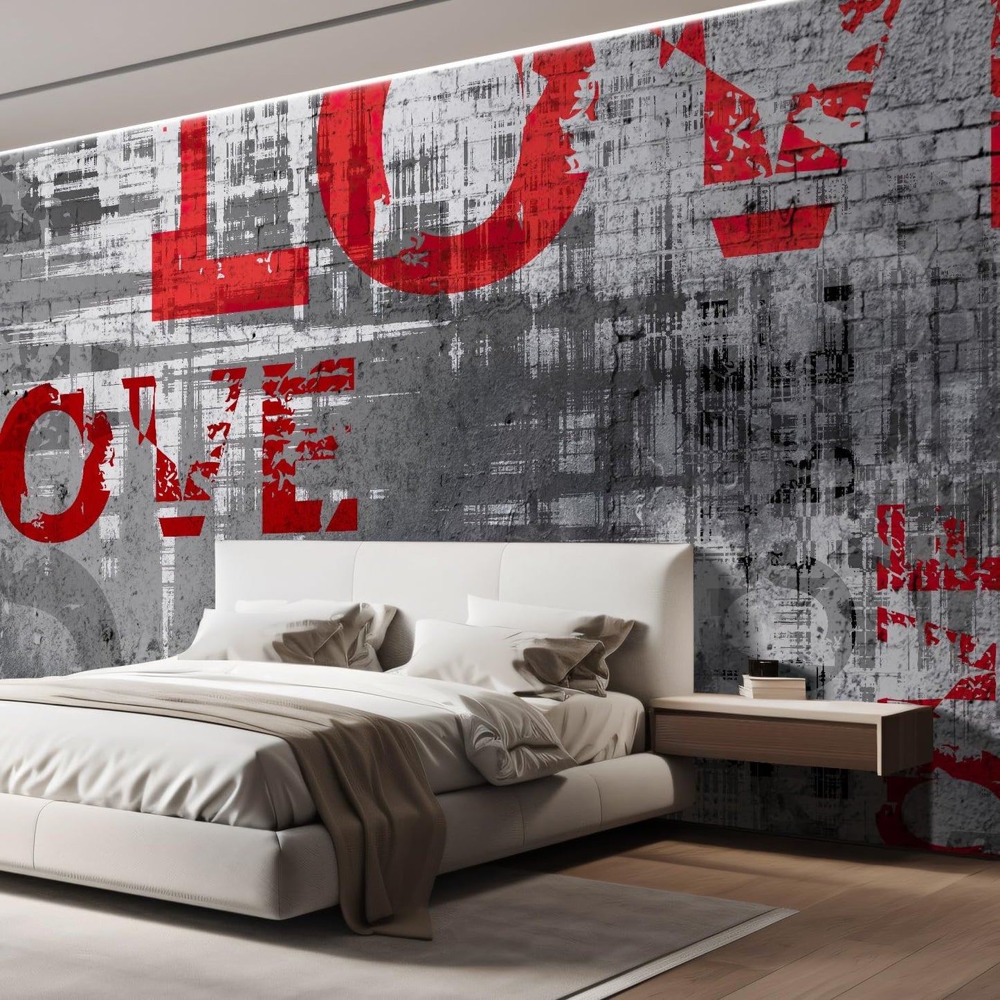 wall26 Wall Sticker/Wall Mural Love Letters Graffiti, Not Peel and Stick, Non-Woven Wallpaper Decorative for Bedroom, Living Room, Office - 100x144 inches