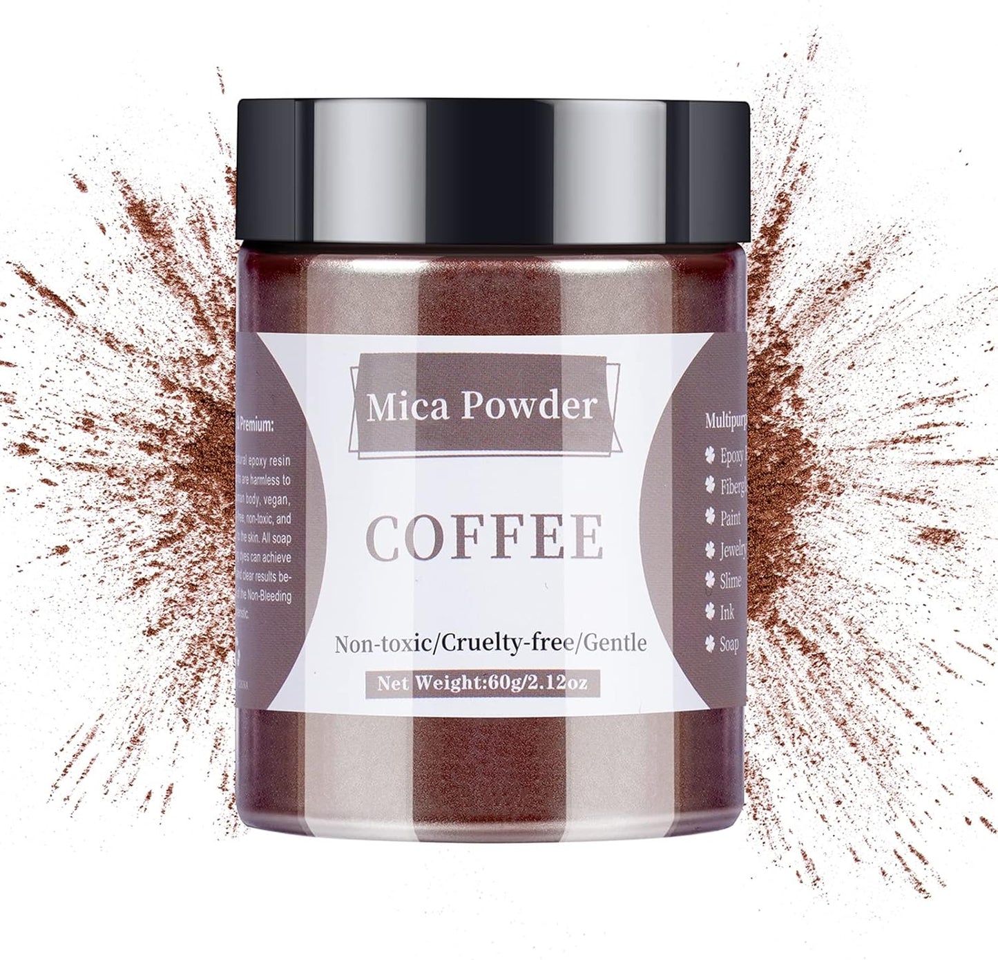 Mica Powder - 60g Mica Powder for Epoxy Resin - Pearl Pigment Powder Dye for Resin/Eye Shadow/Soap Making/Nails/Bath Bombs etc. (Coffee)