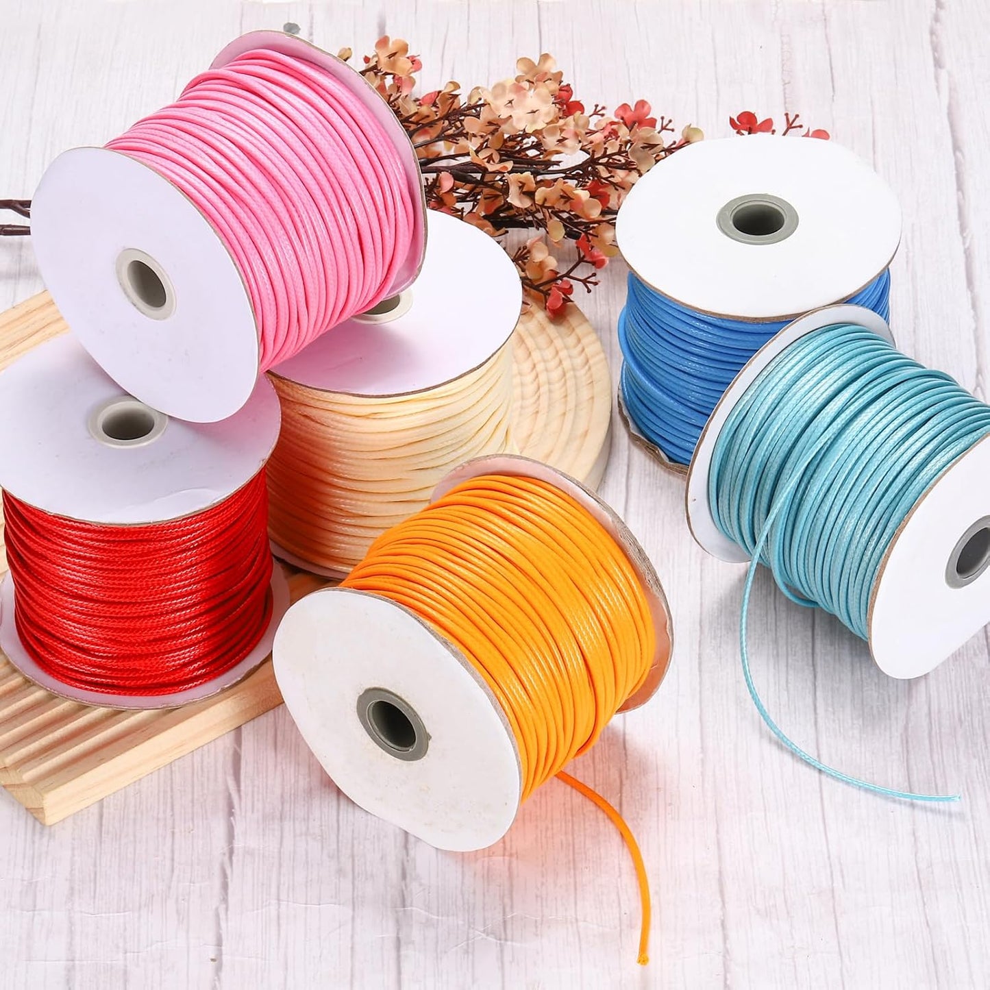 MECCANIXITY Waxed Cord 2.5mm Waxed Polyester Cord 87 Yard Wax String for Bracelet Making, Necklaces, Beading, Jewelry Making and DIY Crafts(Mint Green)