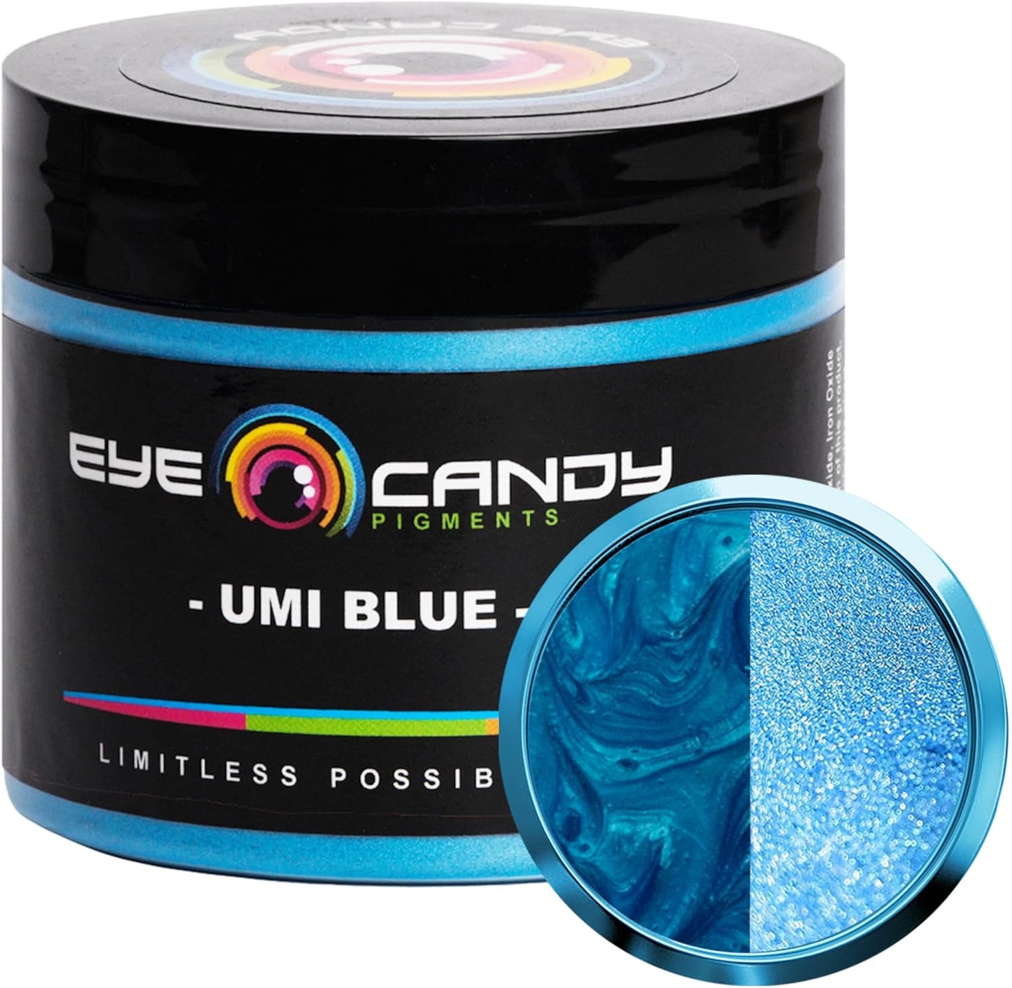 Eye Candy Pigments Premium Blue Mica Powder - Umi Blue (50gr) - for Epoxy, Resin, Soap, Paint, Woodworking, Acrylic Pouring, Bath Bombs, Fishing Lures - DIY Arts and Crafts Additive