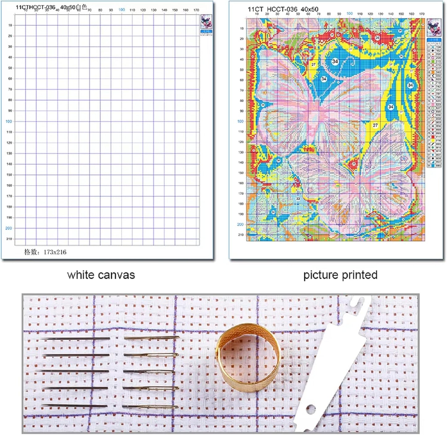 Stamped Cross Stitch Kits - Beach Night Landscape Counted Cross Stitch Kits for Beginners Adults Needlepoint Cross-Stitch Patterns-Peacock Flower 18x18 inchs