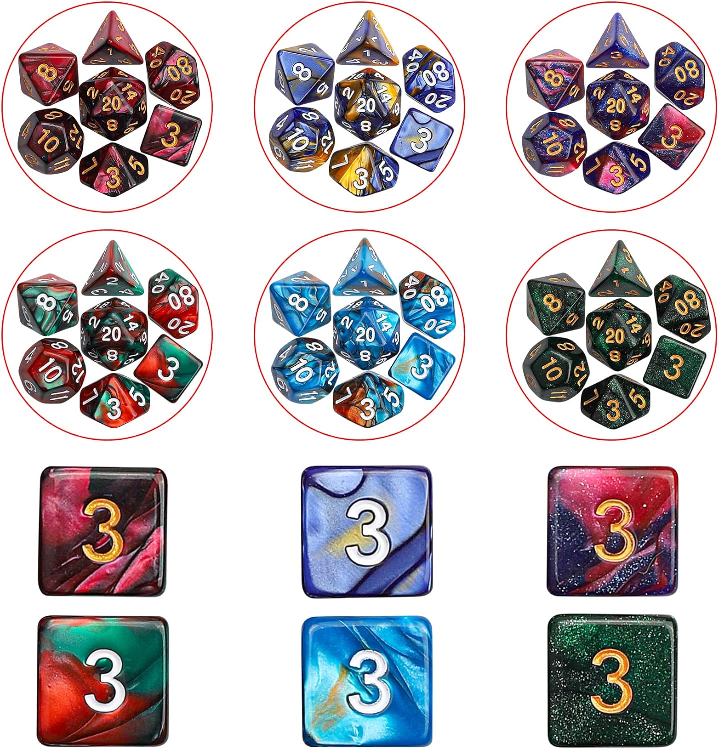 CiaraQ DND Dice Sets - 26 X 7 Polyhedral Dice (182pcs) with a Large Drawstring Bag Great for Dungeons and Dragons, Role Playing Table Game.