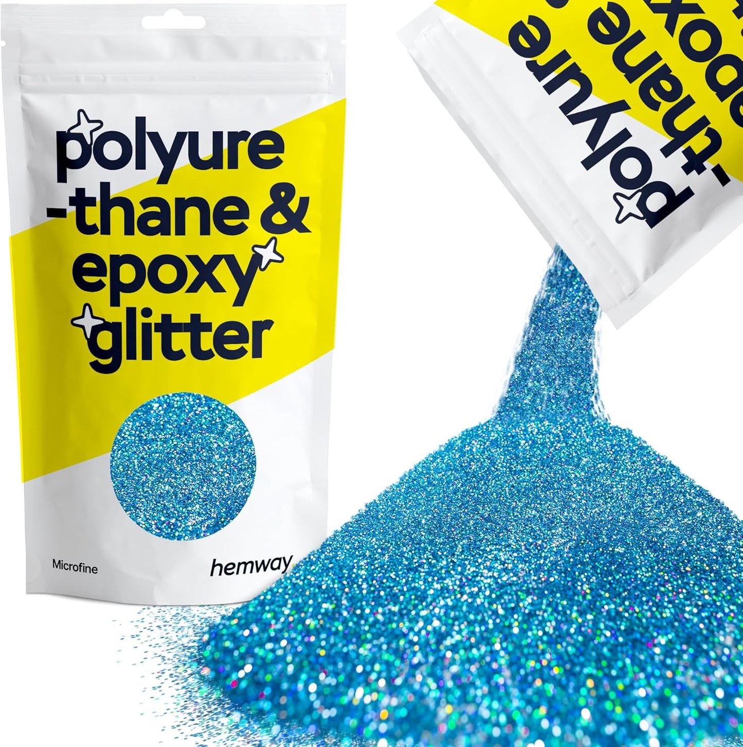 Hemway Polyurethane & Epoxy Resin Glitter 100g / 3.5oz Metallic Crystal Flake Additive for Flooring Jewelry Tumblers Glass Pigment - Microfine (1/256" 0.004" 0.1mm) - Ocean Blue Holographic