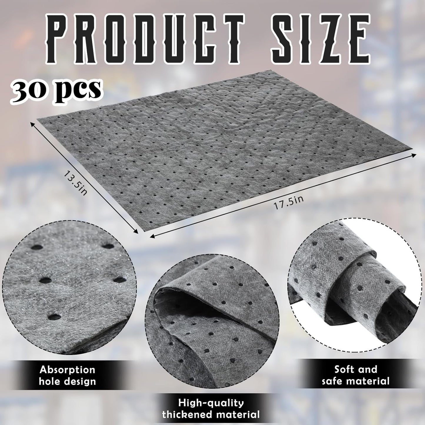 Hoolerry Oil Absorbent Pads Weight Dimpled Pad Garage Accessories Water Absorbent Mat Oil Spill Mat for Absorbing Protecting Home Garage Basement (13.5 x 17.5 Inch,Gray,200 Pcs)