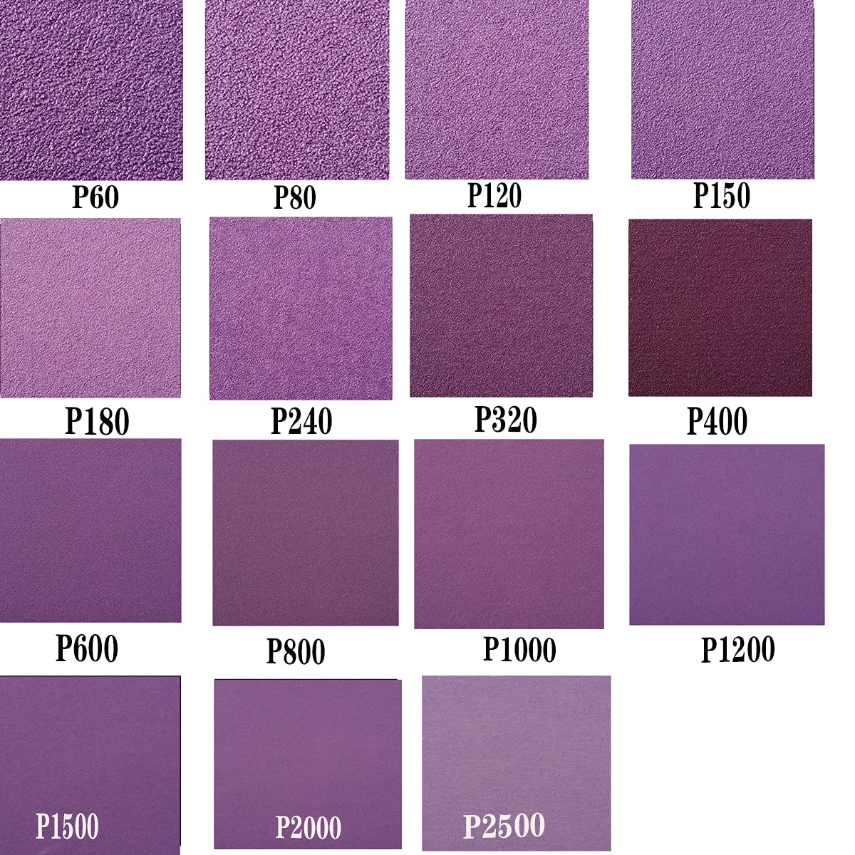 Sandpaper Assorted Grit 9 x 11 Inch, 5 Each of (800,1000,1500,2000,2500), Wet Dry Sand Paper,White Fused Alumina Abrasive Sanding Sheets for Wood,Metal Sanding,Automotive,Polishing,Purple,25-Pack