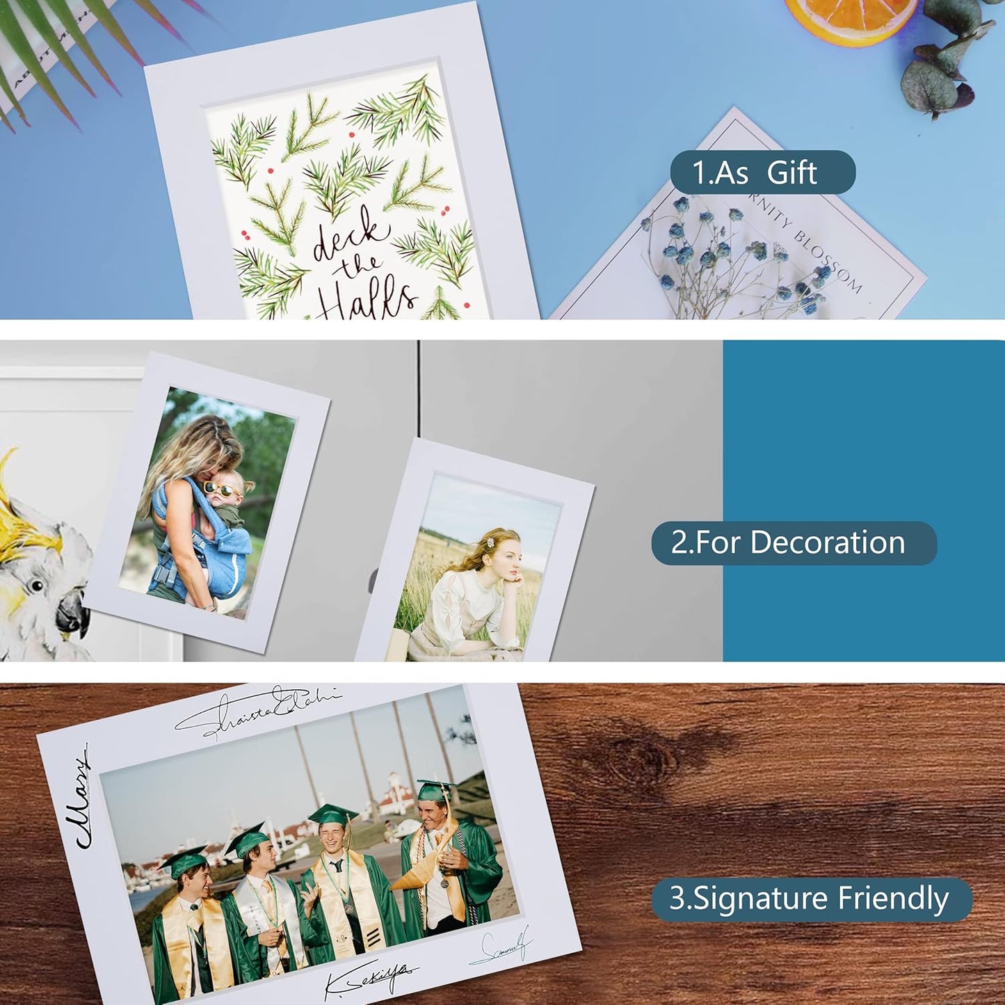Somime 10 Pack Pre-Cut 11 x 14 White Picture Mats for 8.5x11 Photos - White Core Bevel Cut Frame Matte, Acid Free, Ideal for Frames/Artwork/Prints