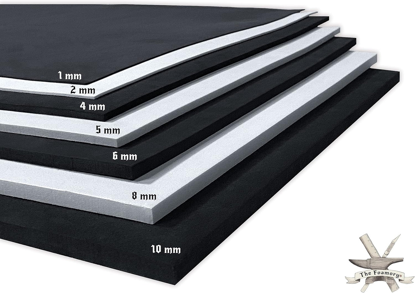 Shape Retention EVA Cosplay Foam 4mm (1mm-10mm) 14x39 inch Black or White High Density EVA Foam Sheets. Premium 85 kg/m3 Heat Shape Material for DIY Convention or Halloween Costumes by The Foamory