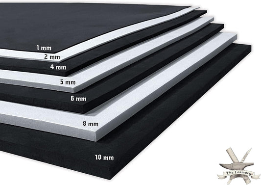 Shape Retention EVA Cosplay Foam 10mm (1mm-10mm) 14x39 inch White or Black High Density EVA Foam Sheets. Premium 85 kg/m3 Heat Shape Material for DIY Convention or Halloween Costumes by The Foamory