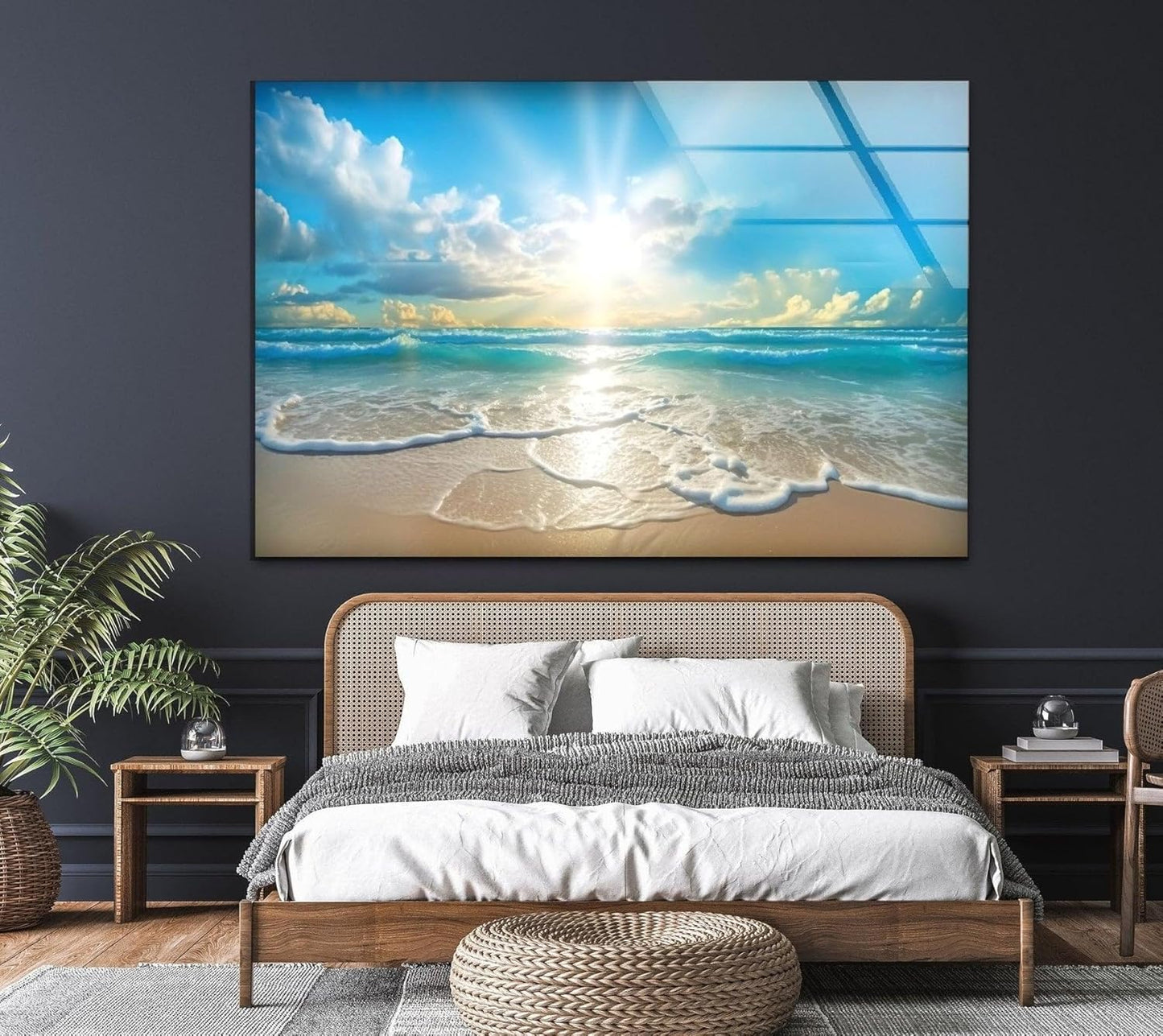 My Photostation.com 30Wx24H'' Beautiful Sunset & Ocean Glass Wall ArtTempered Glass Printing Wall Decor Large Wall Art Wall Hangings