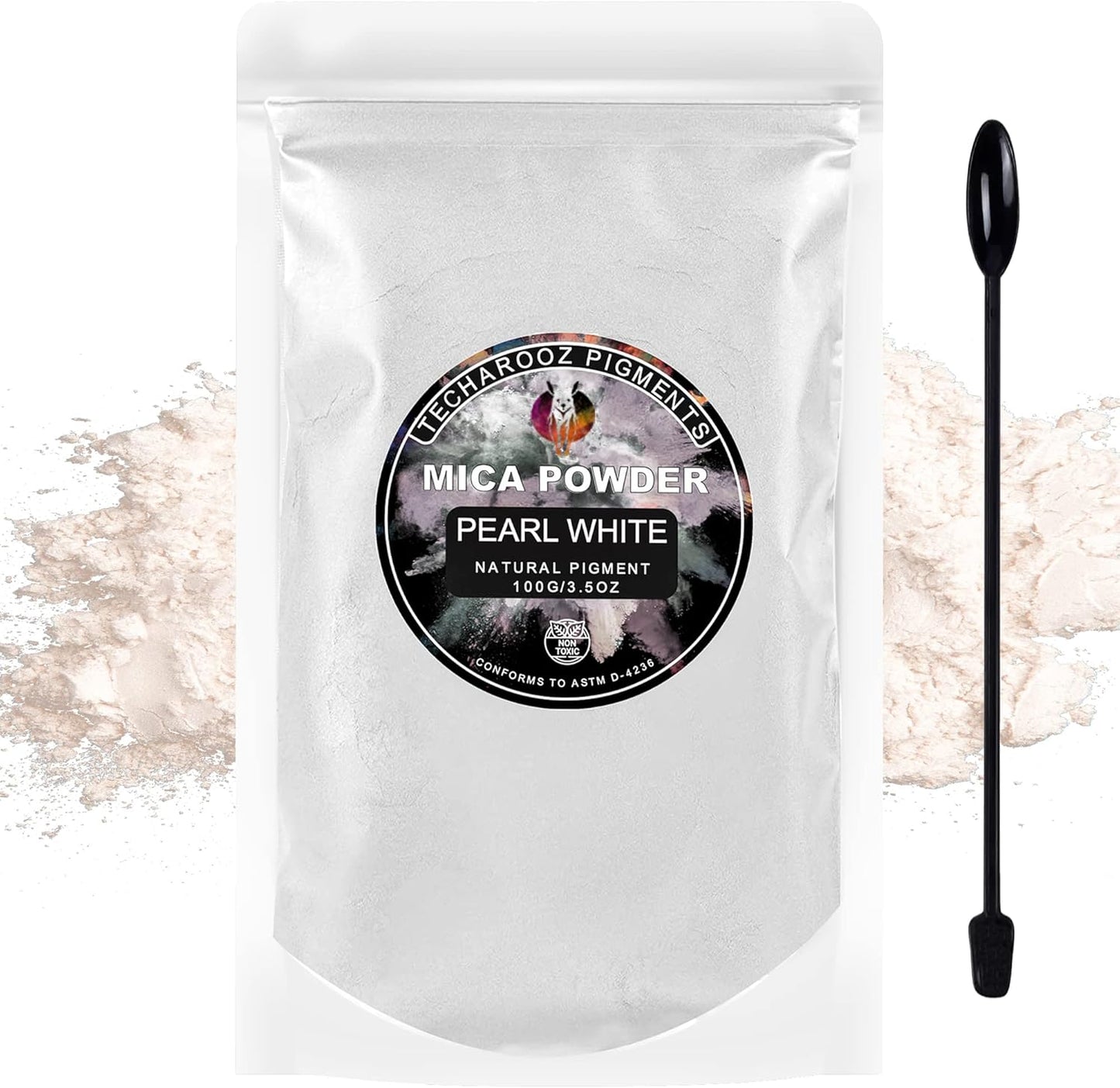 Pearl White MICA Powder for EPOXY Resin 100G / 3.5OZ. Sealed Bag - TECHAROOZ 2 Tone Resin DYE Color Pigment Powder for Lip Gloss, Nails, Colorant for Slime Bath Bombs SOAP Making & Polymer Clay