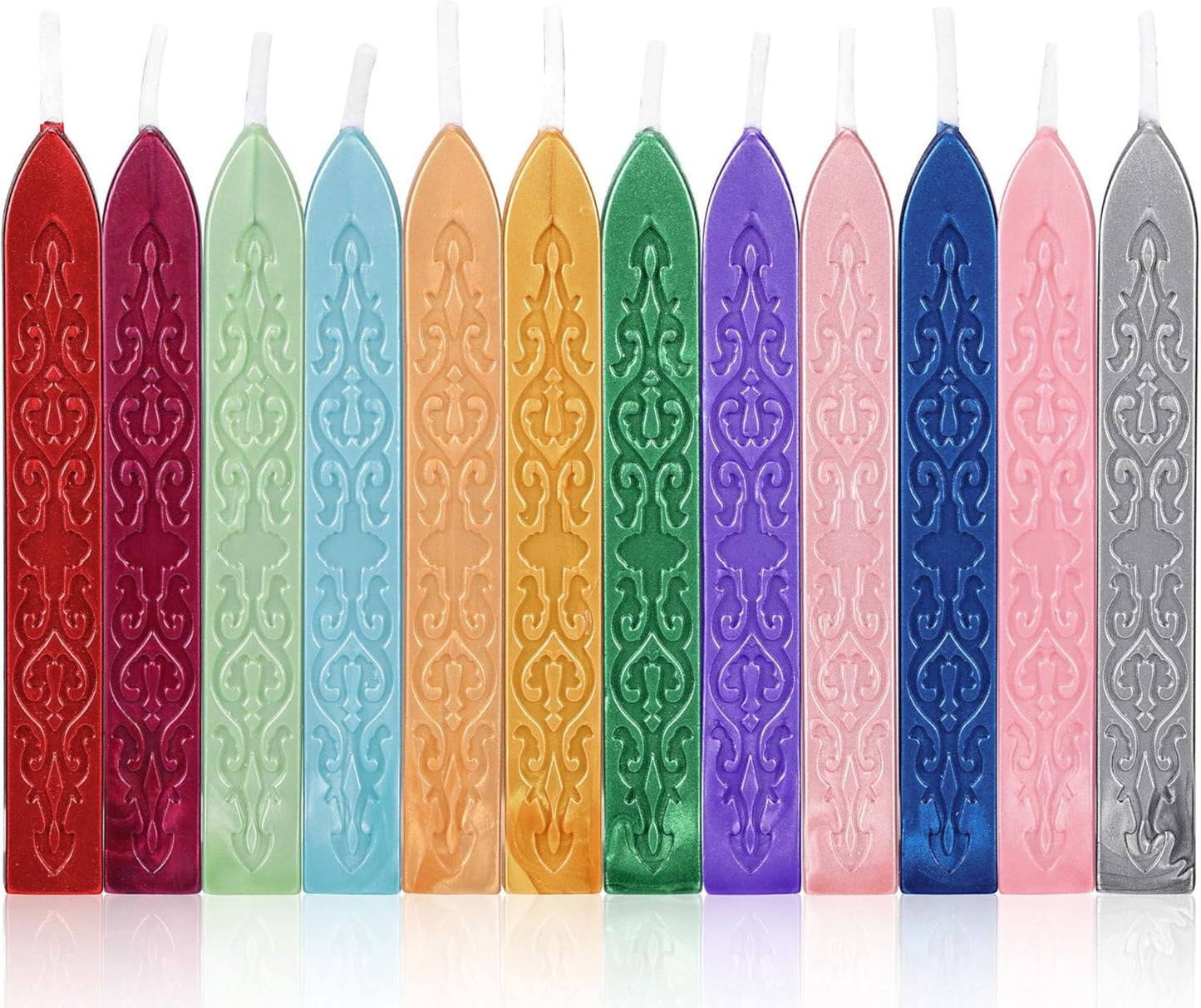 Yoption 12 Pcs Mixed Colors Sealing Wax Sticks with Wicks for Wax Seal Stamp, Wedding Invitations, Gift Wrapping, Christmas