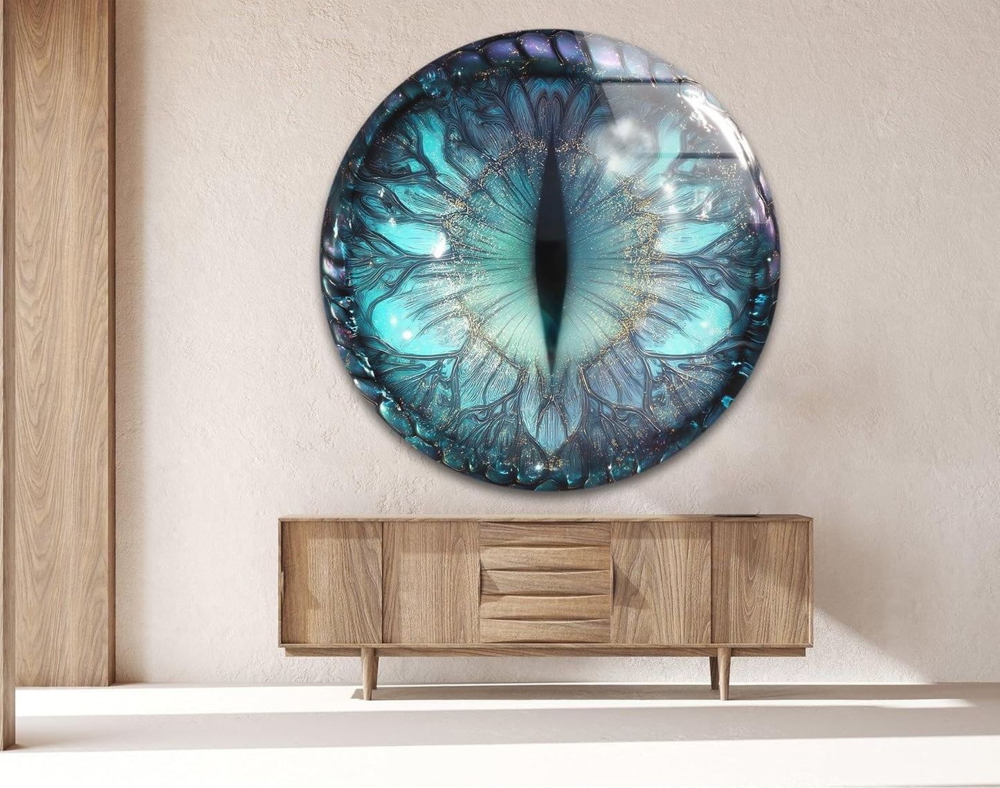 My Photostation.com 39,4''(100cm) Diameter Mystical Dragon Eye Round Glass Wall Art Tempered Glass Printing Wall Decor Large Wall Art Wall Hangings