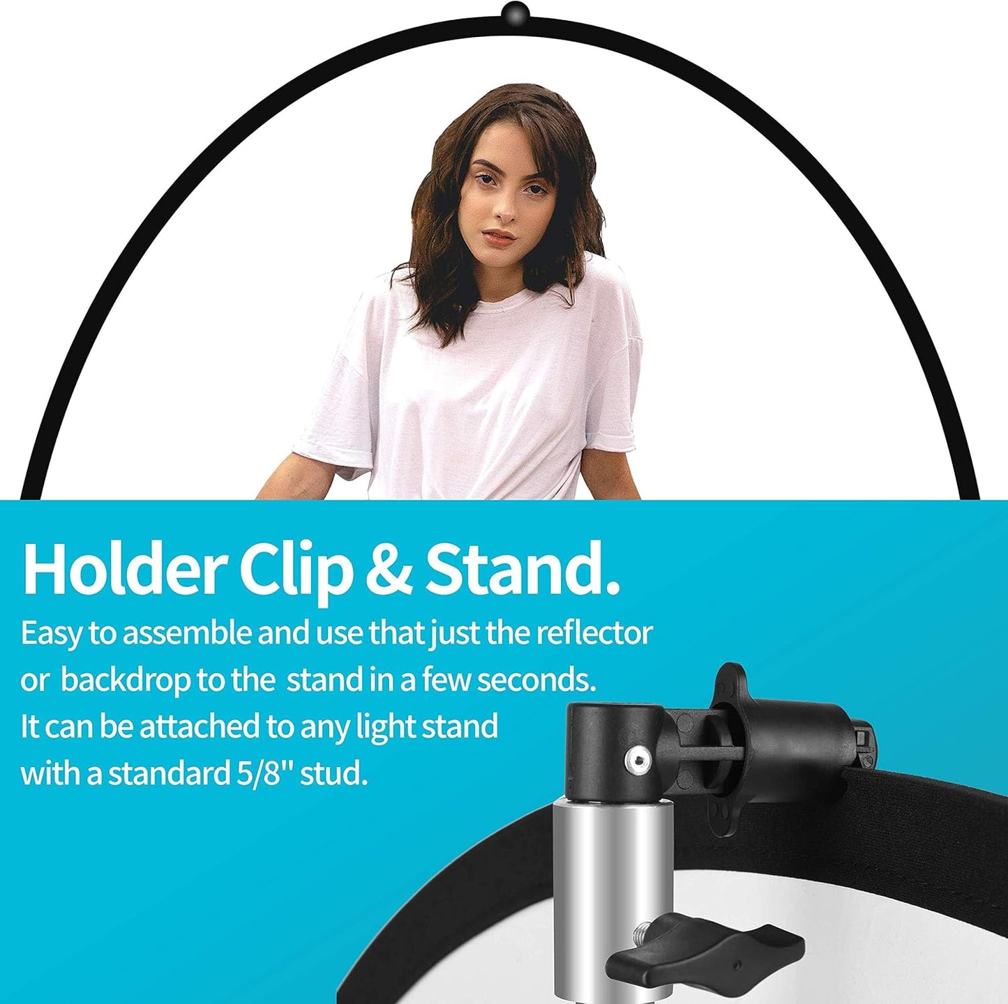 EMART 8.5FT Photography Green Screen Background Reflector Disc Holder Clip with Light Stand for Diffuser, Pop Up Backdrop, Photo, Video Studio, Meeting,Live Streaming, Youtuber