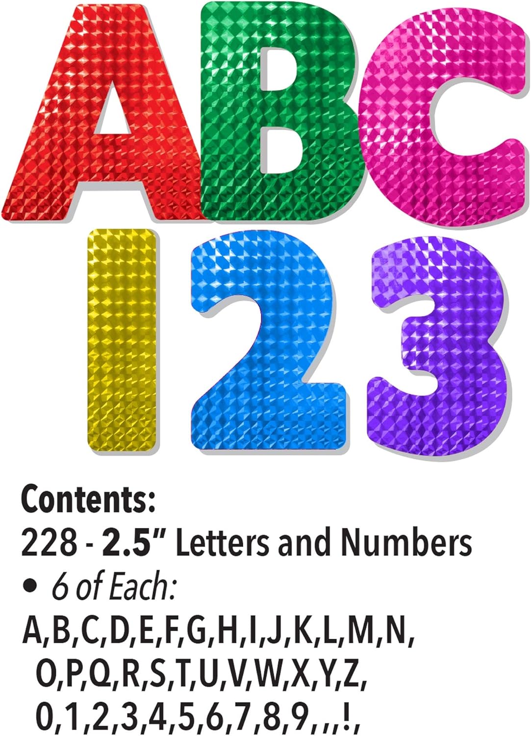 ArtSkills Poster Letters 2.5” Paper Letters for Poster Board Projects, Classroom Bulletin Boards, Sign Making Supplies, Holographic, 228 Pieces