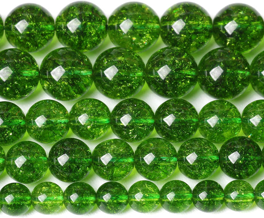 6MM Green Peridot Crystal Quartz Beads Natural Gemstone Beads Round Loose Beads for Jewelry and Bracelets Making 120pcs 2 Strands 32"