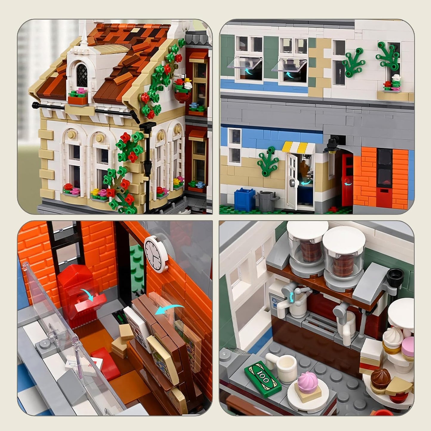 ZenithFlow Street View Building Blocks Kit, Brick Square Mini Blocks Construction Toys European Architecture Model House Store Building Set, Idea Gifts Home Decoration Collection for Adults 3299 PCS