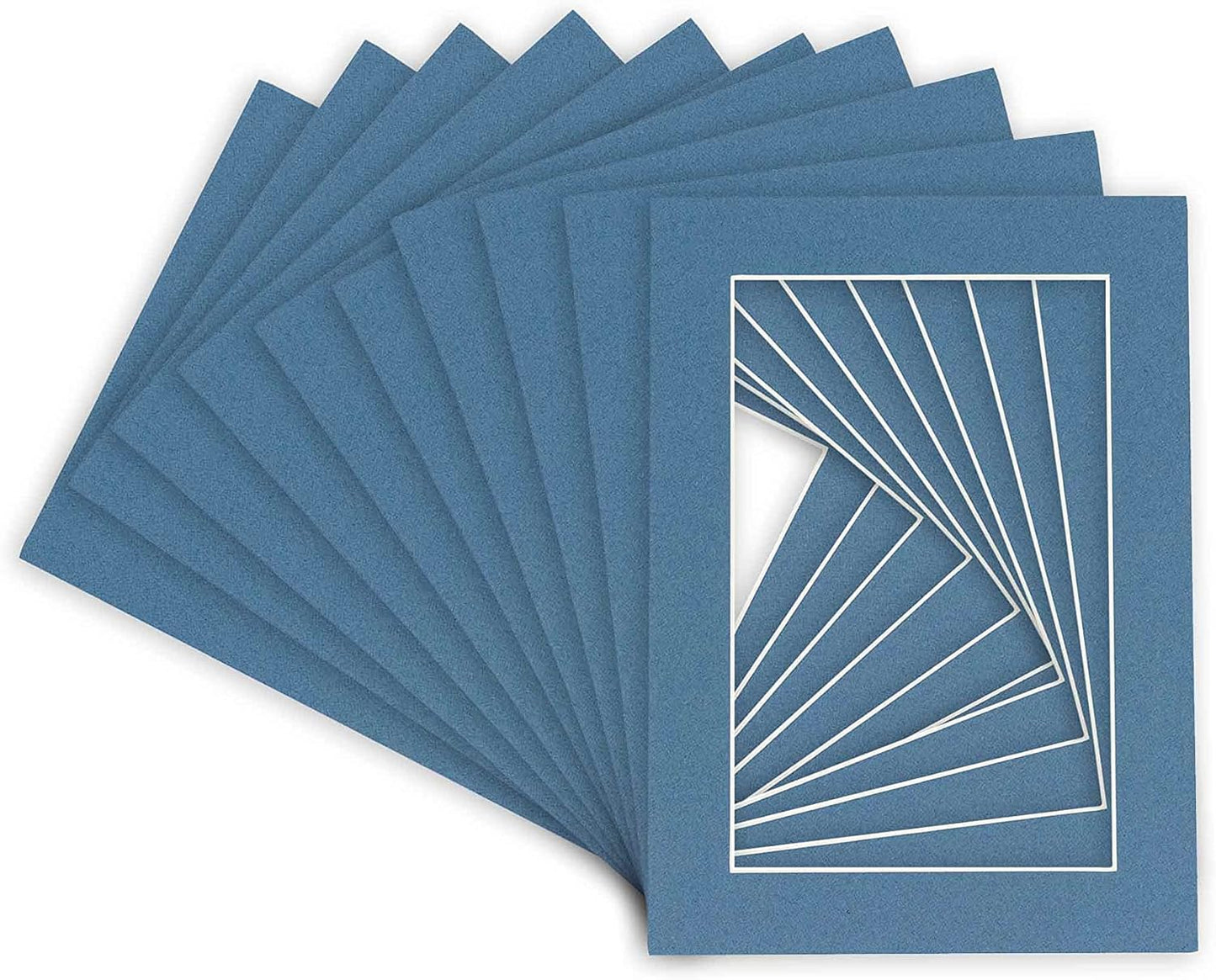 8x10 Mat for 6x8 Photo - Precut Steel Blue Picture Matboard for Frames Measuring 8 x 10 Inches - Bevel Cut Matte to Display Art Measuring 6 x 8 Inches - Acid Free Pack of Ten MATS