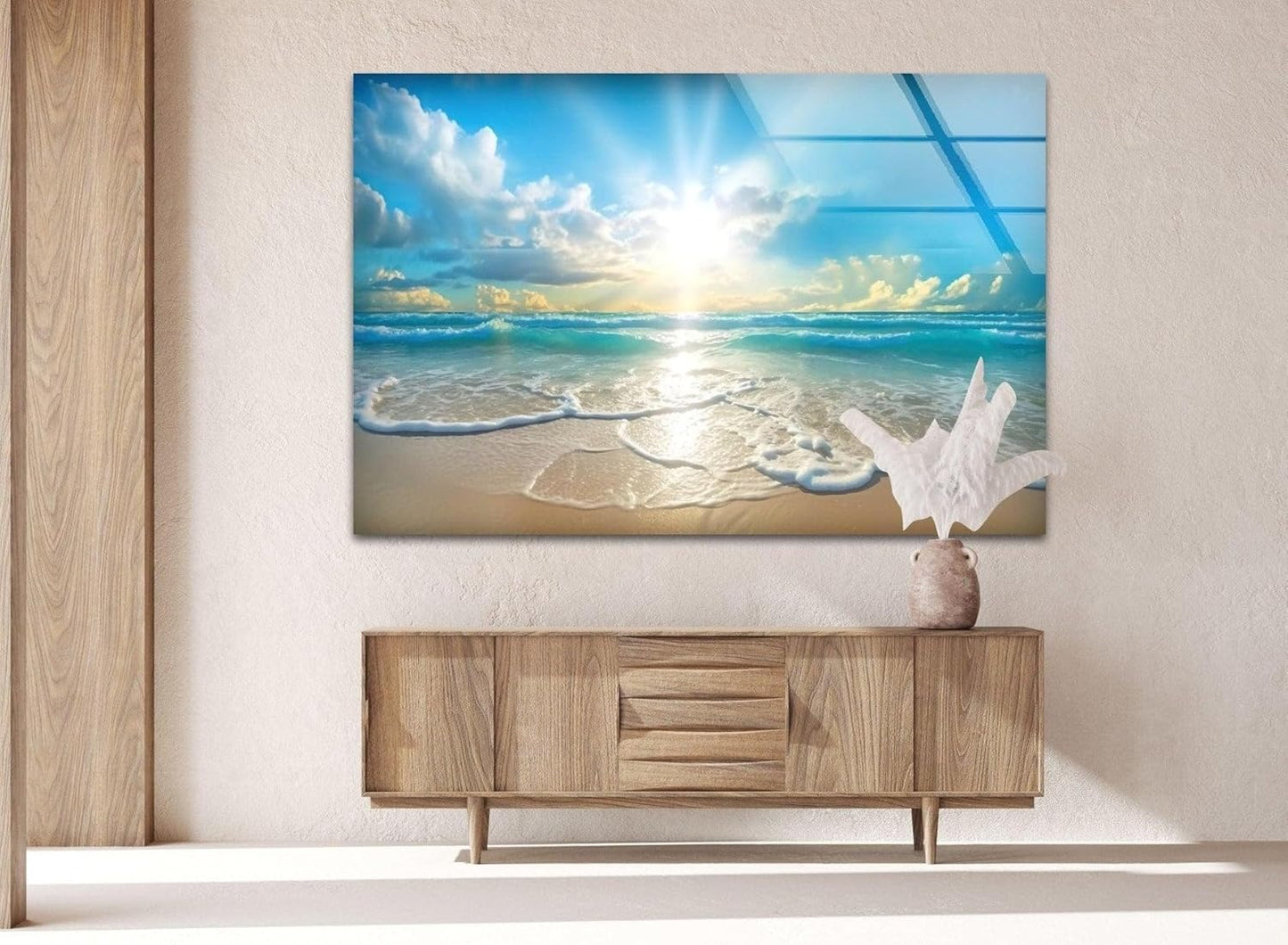 My Photostation.com 60WX40H'' Beautiful Sunset & Ocean Glass Wall ArtTempered Glass Printing Wall Decor Large Wall Art Wall Hangings