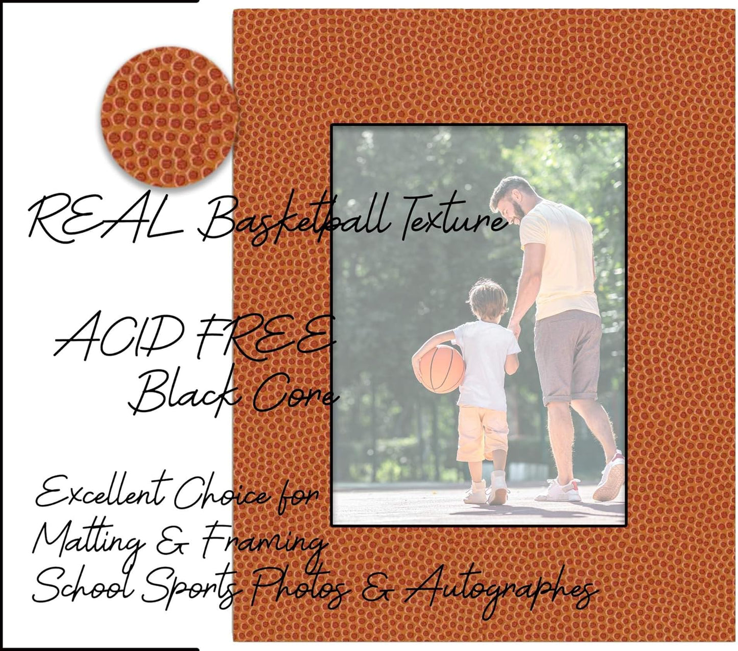 Pack of 25 Acid Free 11x14 Mats Bevel Cut for 8.5x11 Photos - Basketball Texture Precut Matboards With Backing Boards and Clear Photo Mat Bags For Pictures, Photos, Framing - 4-ply Thickness