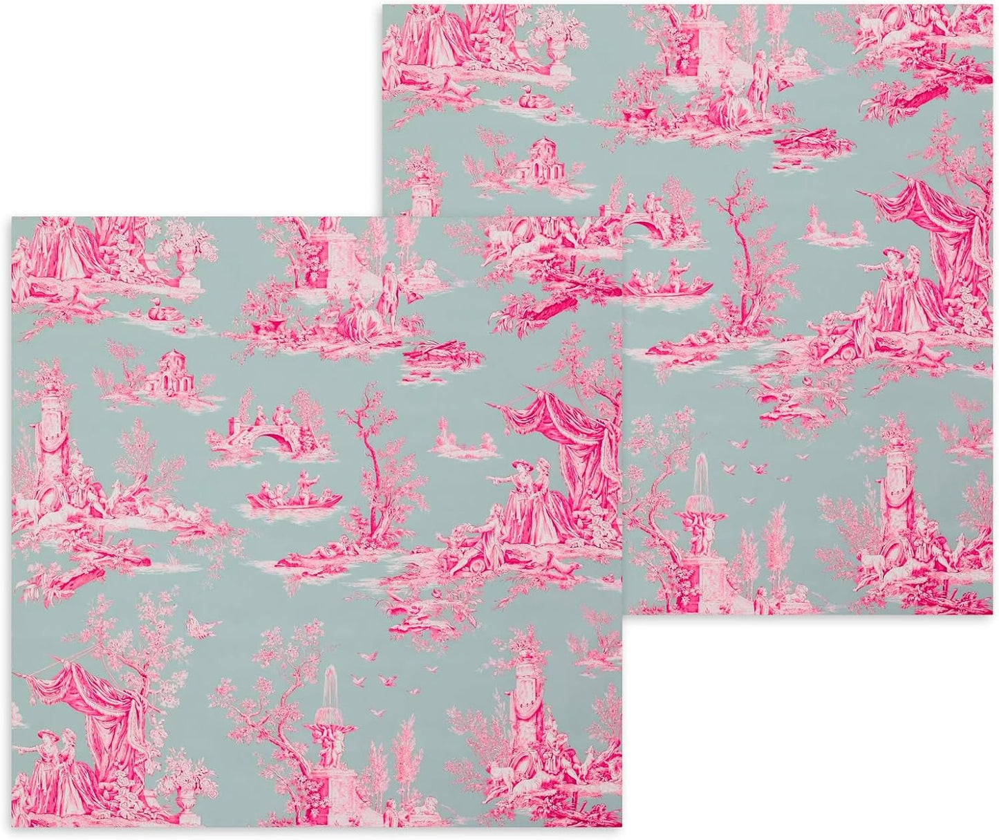 Stxy's (3ply) 60ct Pink Toile Paper Napkins Vintage Cocktail Napkins for Girl or Boy Baby Shower, French Pink and Blue Toile Napkin Pack for decoupage, baby shower