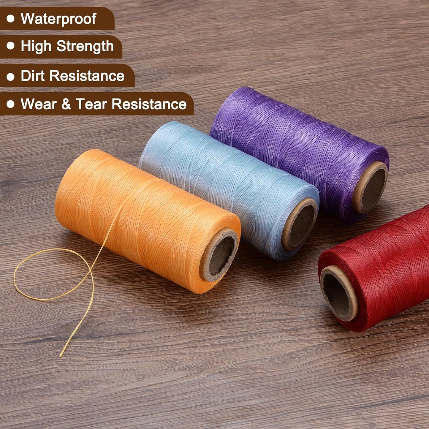 uxcell Leather Sewing Waxed Thread, 284 Yards / 260m 0.8mm 150D Flat Polyester All-Purpose Threads for Leather Crafts, Bookbinding, Burgundy