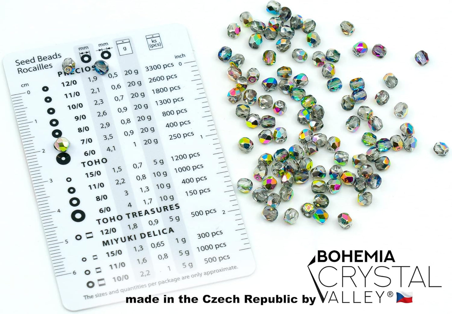 100 pcs of Faceted Fire Polished Pressed Czech Glass Beads 4mm (0.16in), Crystal Vitrail 00030-28101 BCV