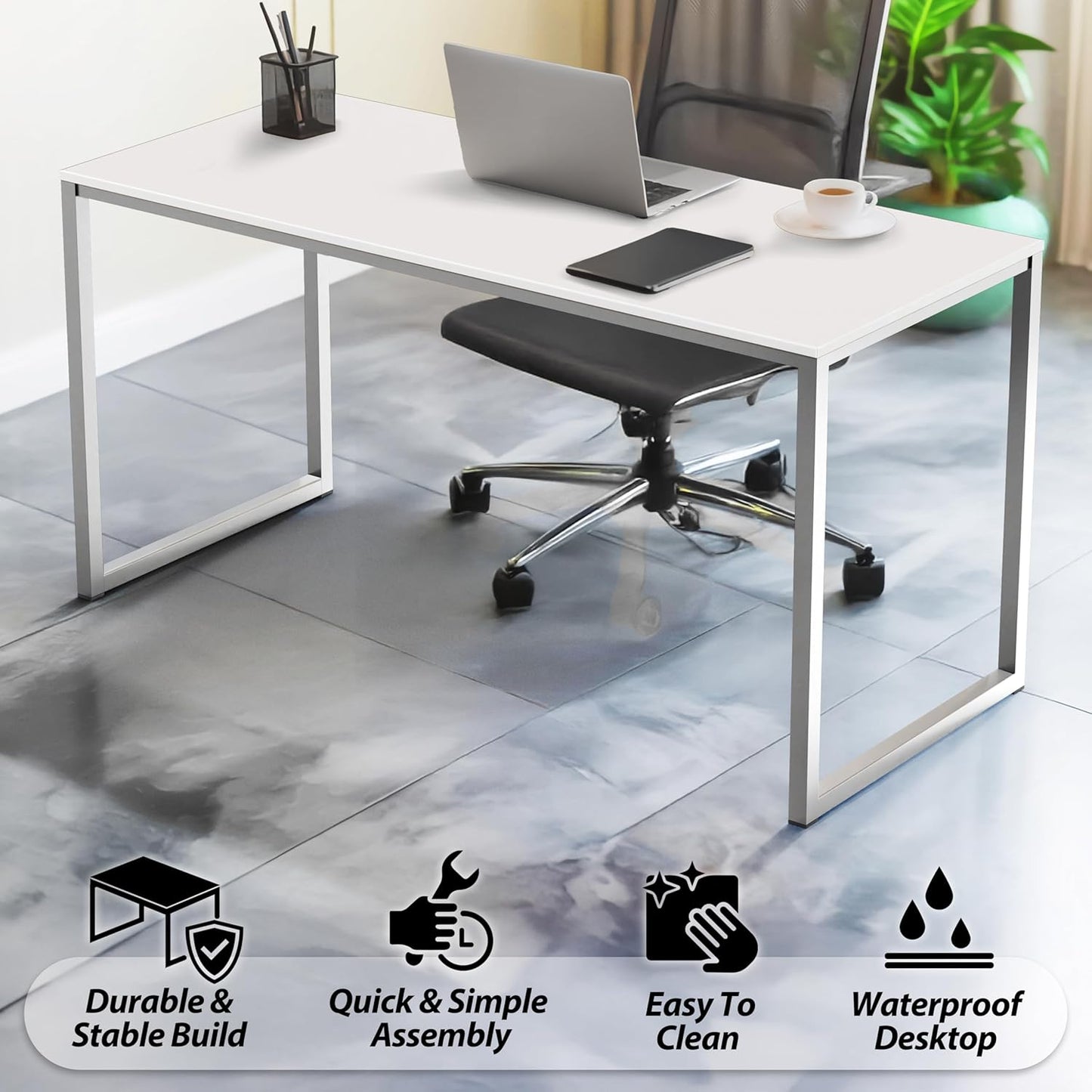 SHW Mission 32-Inch Home Office Computer Desk, White