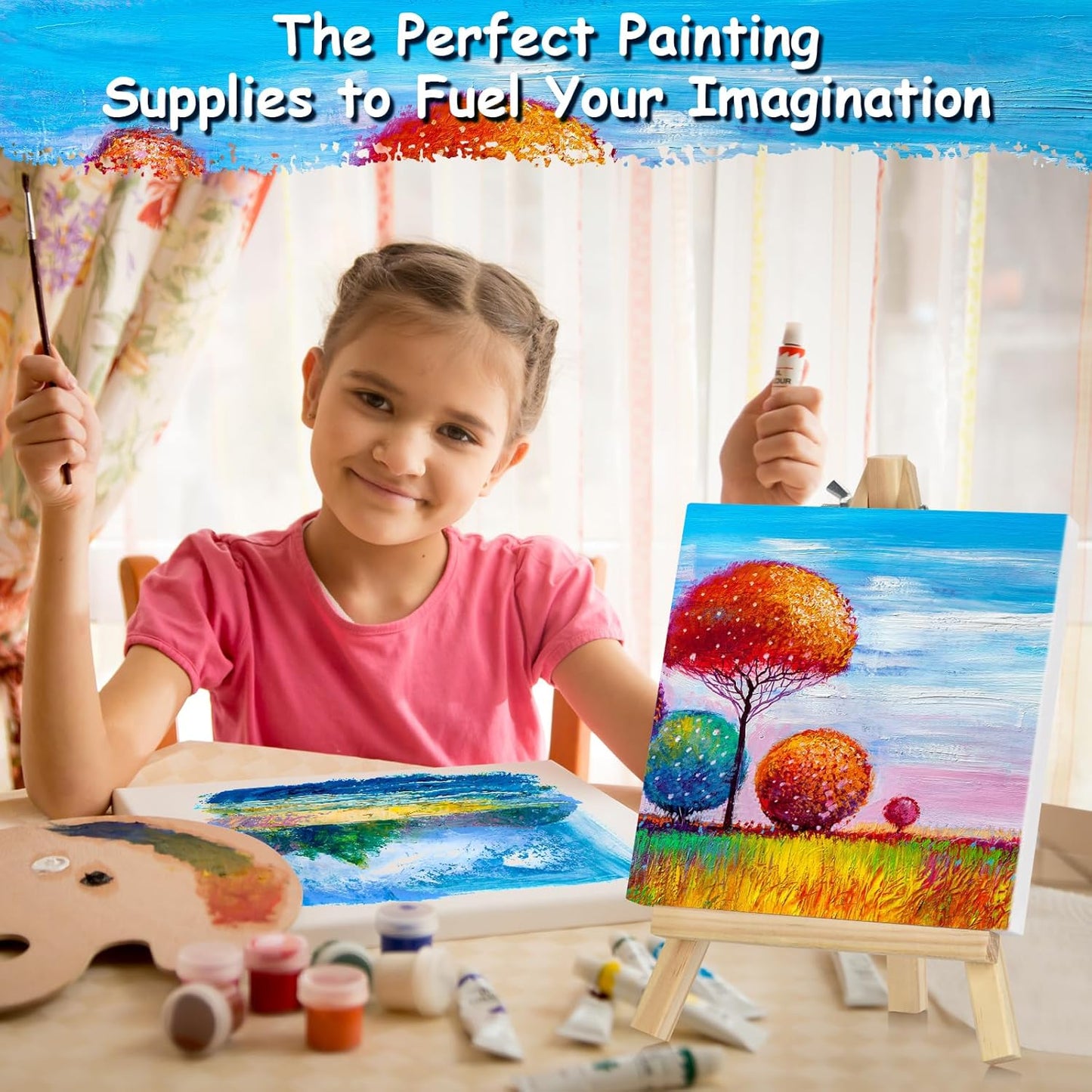 10PCS Mini Canvases for Painting - 5x5In Bulk Profile Small Square Canvases - 100% Cotton Mini Stretch Canvas for Children's Painting Art Supplies, School Home Decorating Projects