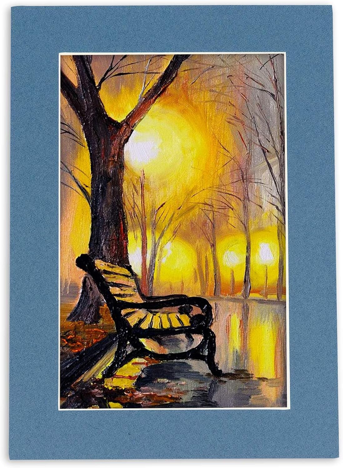 8x10 Mat Bevel Cut for 5x8 Photos - Acid Free Steel Blue Precut Matboard - For Pictures, Photos, Framing - 4-ply Thickness