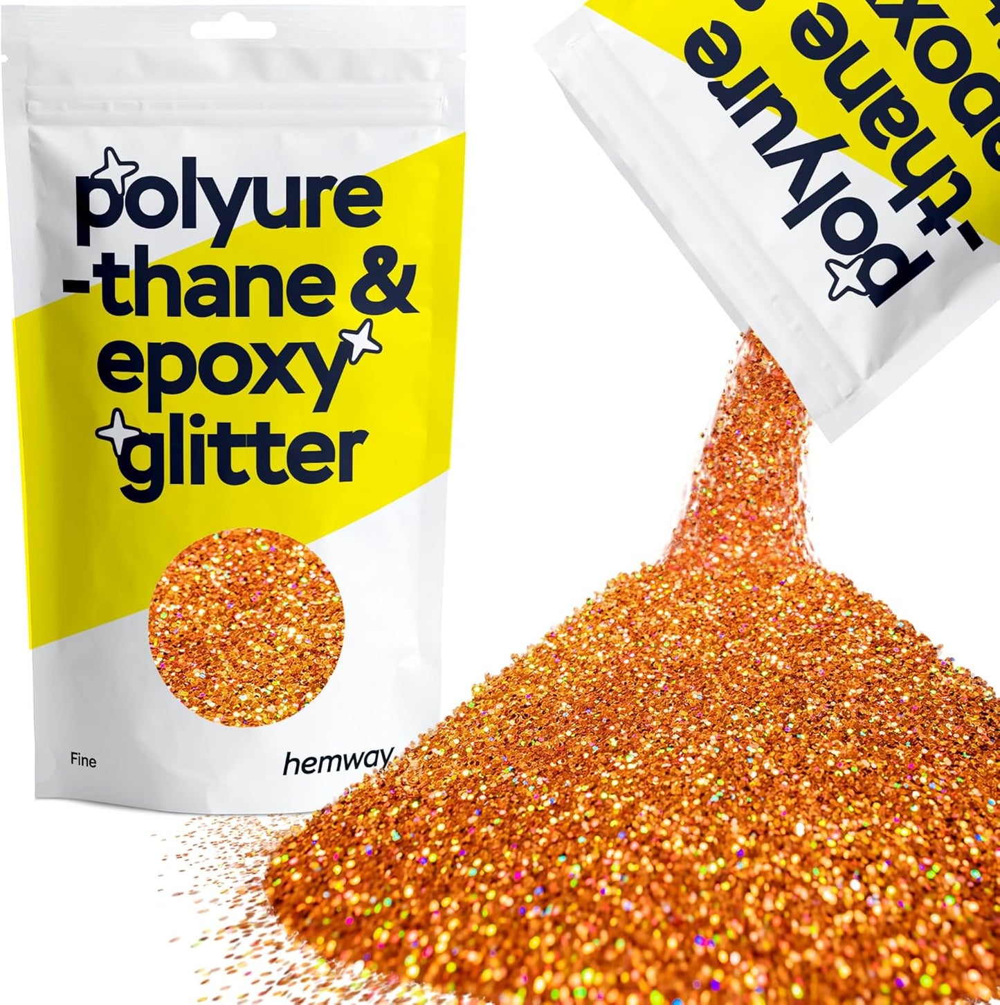 Hemway Polyurethane & Epoxy Resin Glitter 100g / 3.5oz Metallic Crystal Flake Additive for Flooring Jewelry Tumblers Glass Pigment - Fine (1/64" 0.015" 0.4mm) - Copper Holographic