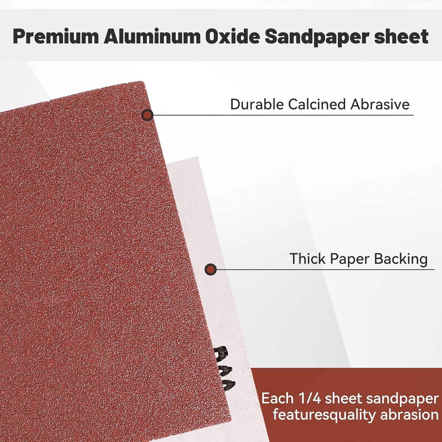 1/4 Sandpaper Sheet,4-1/2"*5-1/2" Assorted 60-80-120-180-240,50PACK