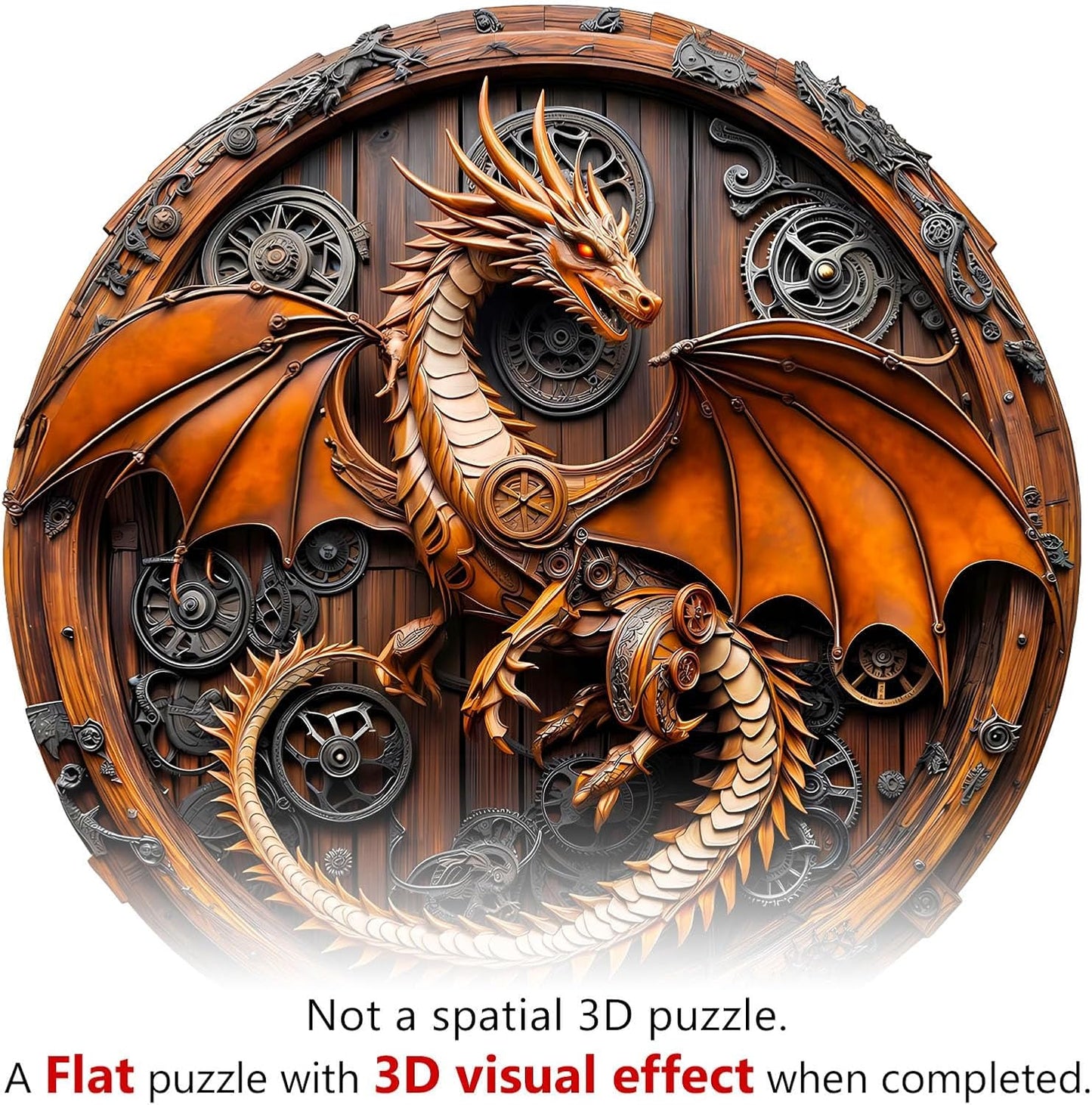 Wooden Puzzles for Adults, Mechanical Dragon Wooden Jigsaw Puzzles for Adults, Wood Puzzles Adult, Unique Animal Shape, Gifts for Friends and Family, Wall Art Canvas Puzzle (S -8.5 * 8.4in -100 pcs)