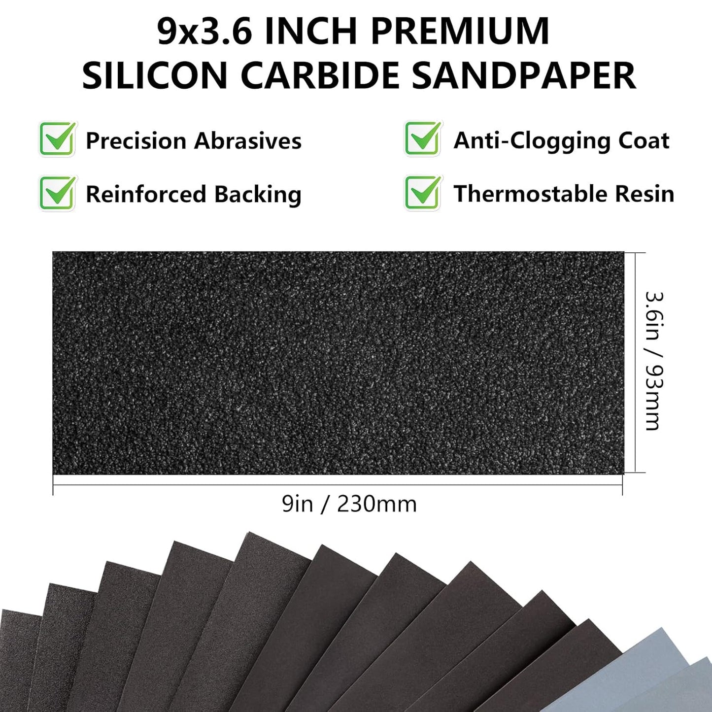 Sandpaper 8000 Grit, Wet Dry Sanding Sheets 9 x 3.6 Inch for Wood Furniture Finishing, Metal Sanding and Automotive Polishing, 14-Sheet