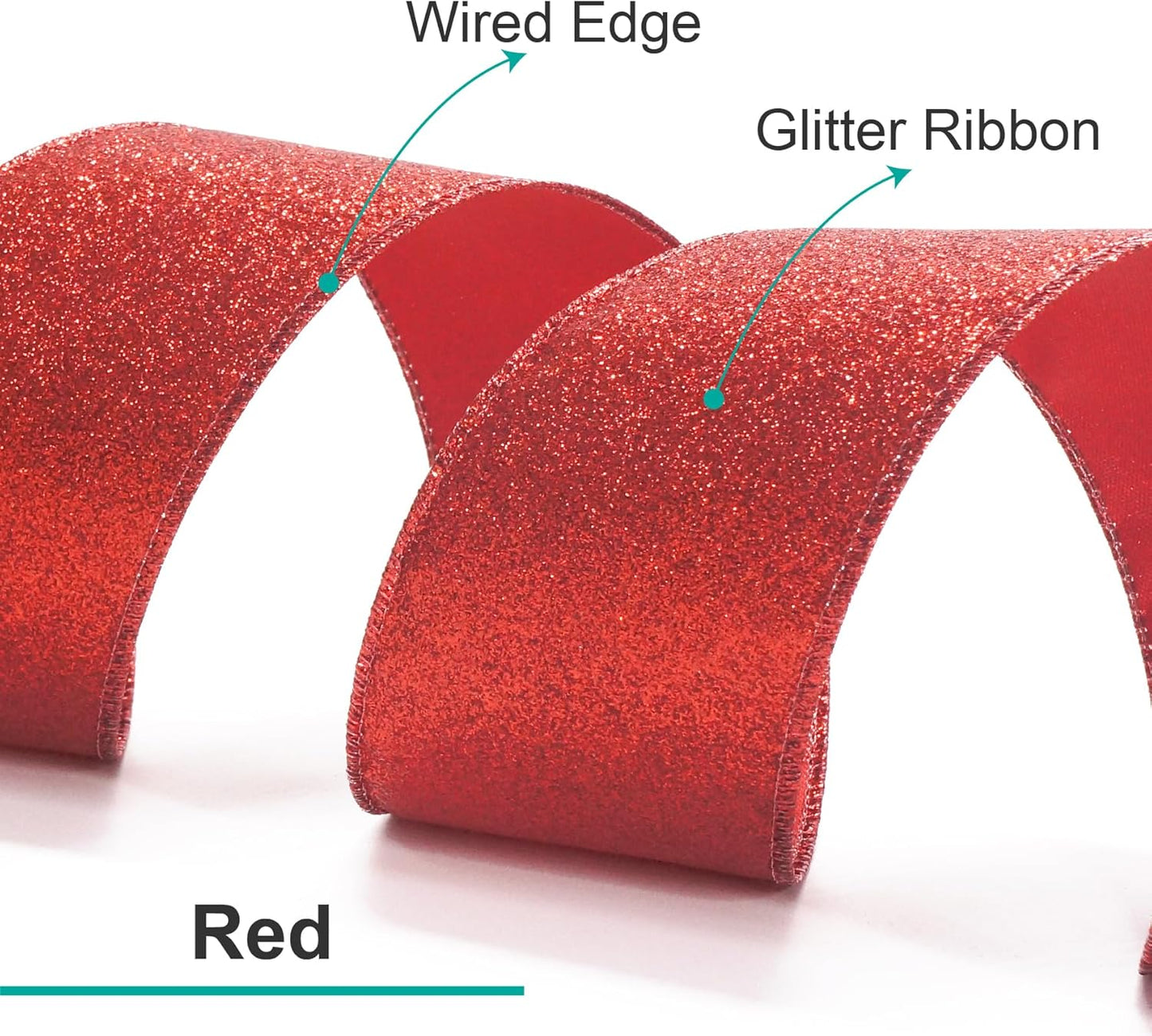 CT CRAFT LLC Glitter Wired Ribbon 1.5" x 20 Yards Red for Christmas Home Decor Bow Gift Wrapping DIY Crafts Wreath