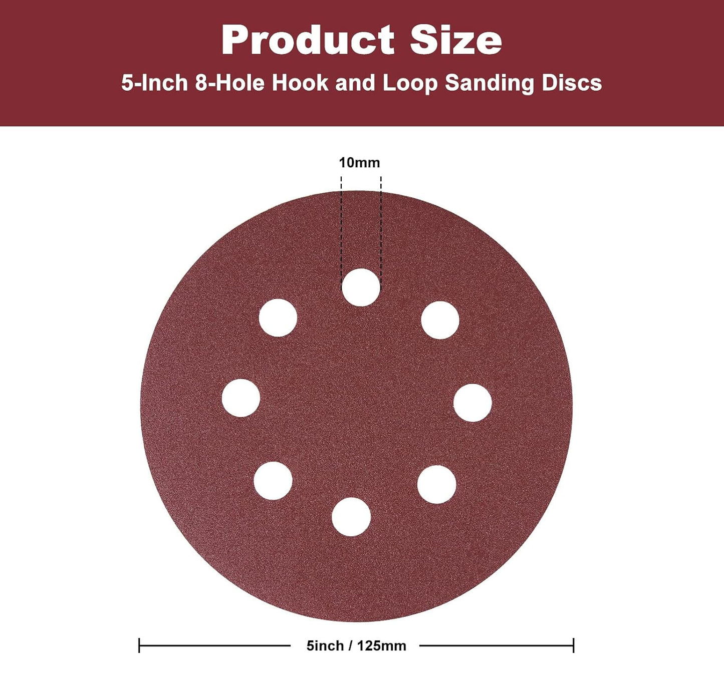 S SATC 150 PCS Sanding Discs 5-Inch 8-Hole Hook and Loop 320 Grit Sandpaper for Random Orbital Sander