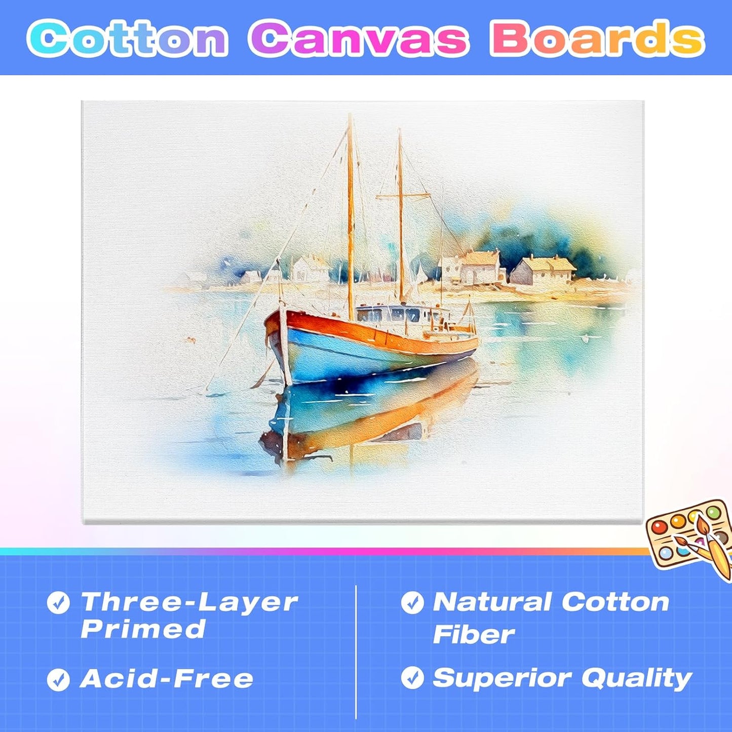 Jeffbaubl 24 Pack Canvas Boards for Painting, 5 x 7 inch Cotton Canvas Panels, Gesso Primed Acid-Free Painting Canvases, Blank Canvases for Acrylic Watercolor Oil Tempera Paints