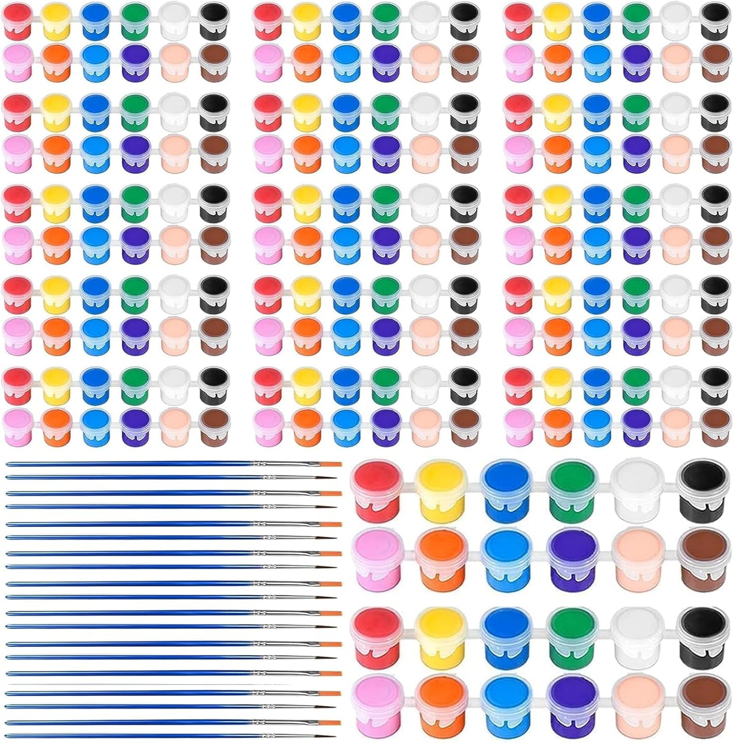 XINDUHUI 30 Pack Mini Acrylic Paint Set, 12 Colors Acrylic Paints Strips for Kids & Adults Craft Paint,420 PCS Kids Painting Kit Container Strips Storage for Home Birthday Classroom Party (420)