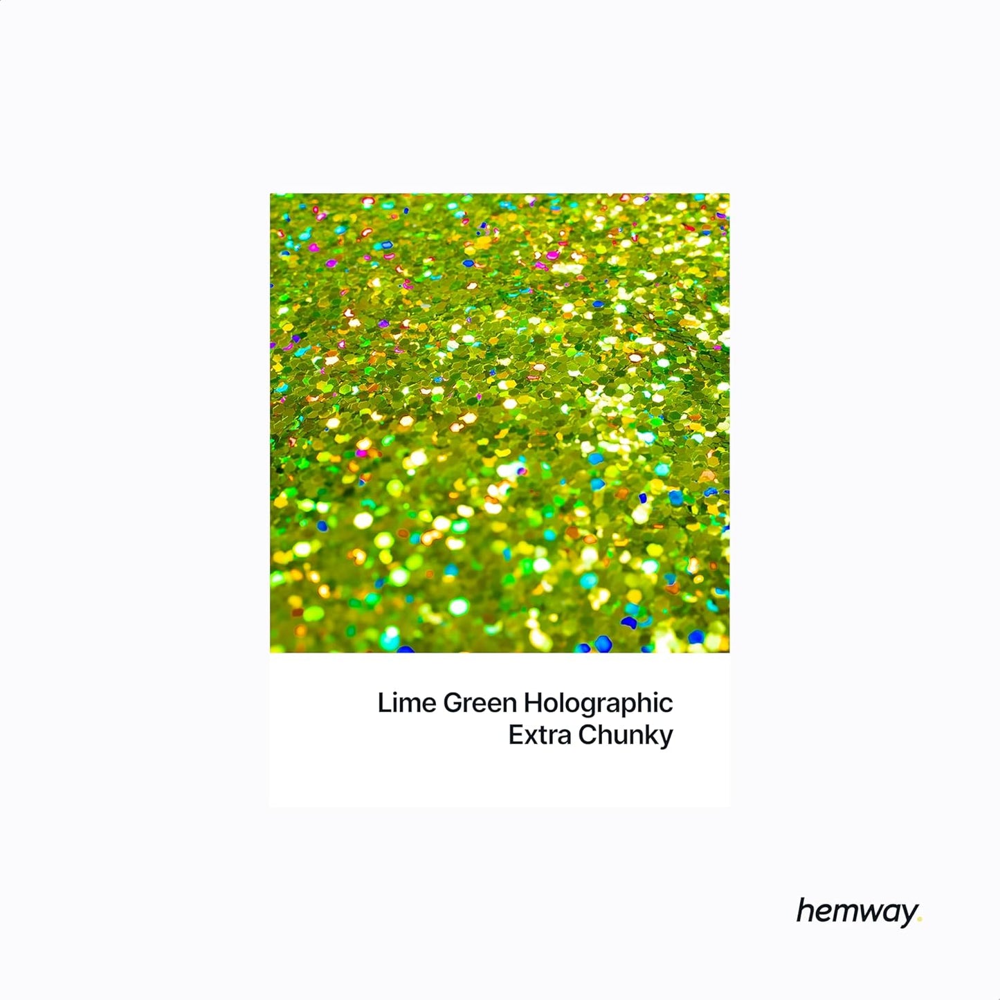 Hemway Polyurethane & Epoxy Resin Glitter 100g / 3.5oz Metallic Crystal Flake Additive for Flooring Jewelry Tumblers Glass Pigment - Extra Chunky (1/24" 0.040" 1mm) - Lime Green Holographic