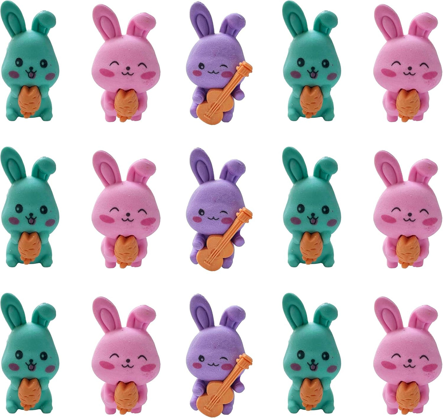 36 Pcs Pencil Eraser Set, 3D Cute Erasers for Kids, Children's Gifts, Party Favor, Classroom School Rewards (Rabbit)