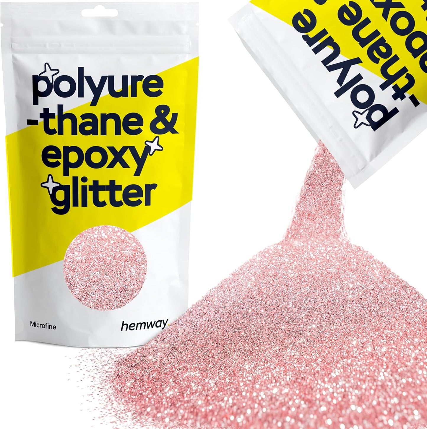Hemway Polyurethane & Epoxy Resin Glitter 100g / 3.5oz Metallic Crystal Flake Additive for Flooring Jewelry Tumblers Glass Pigment - Microfine (1/256" 0.004" 0.1mm) - Light Rose Gold