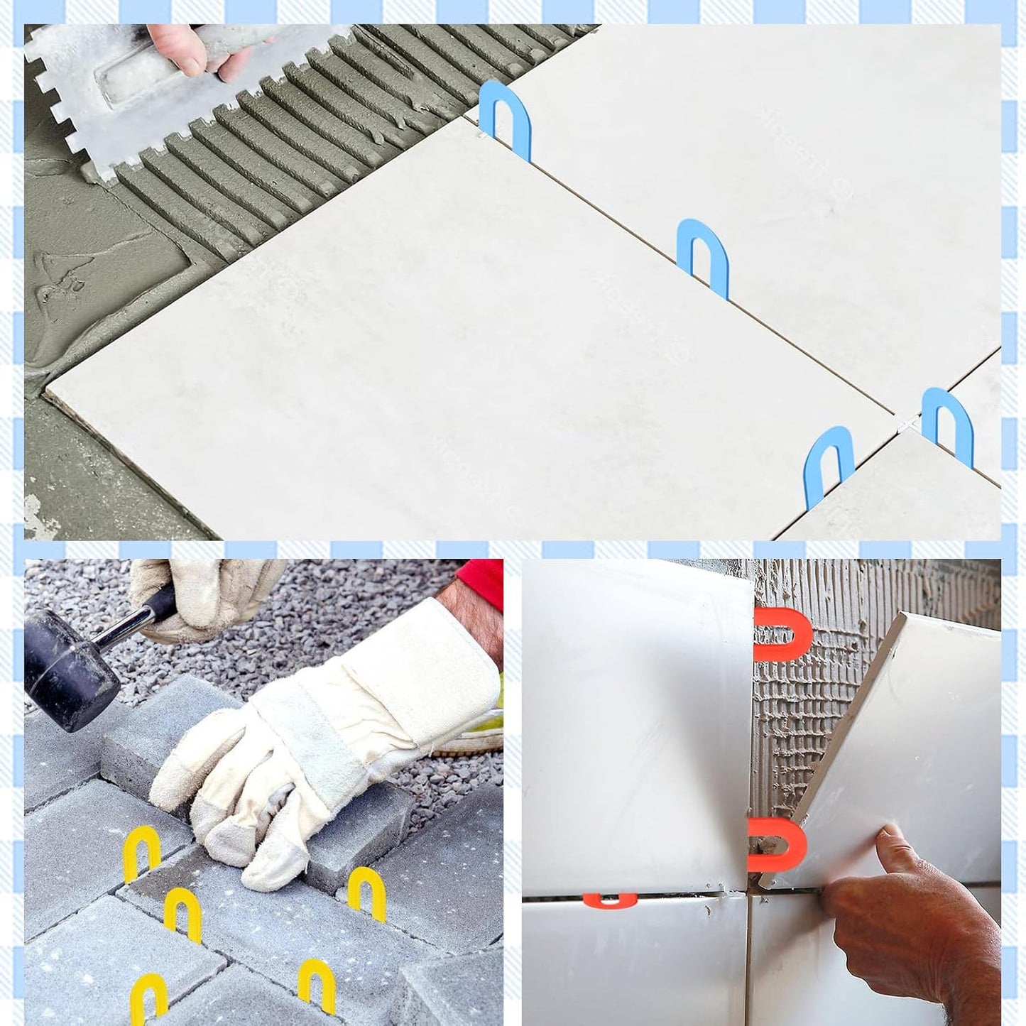 Horseshoe Shim Tile Spacers 1/16 Inch Tile Spacers U Shape Plastic Shims for Tile Leveler Spacers (1/16 Blue 1000 pieces)