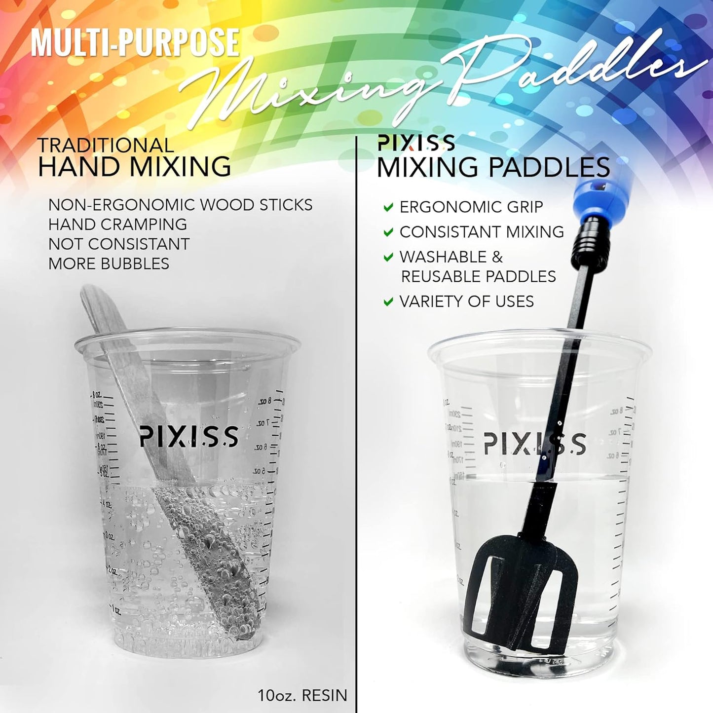 Resin Mixer Epoxy Mixer Paddles - 12 Plastic Pixiss Multipurpose Bidirectional Paint Stirrer for Drill Epoxy & Paint Mixer Drill Attachment - Paint Stirrers Epoxy Stirrer - Paint Mixer for Drill