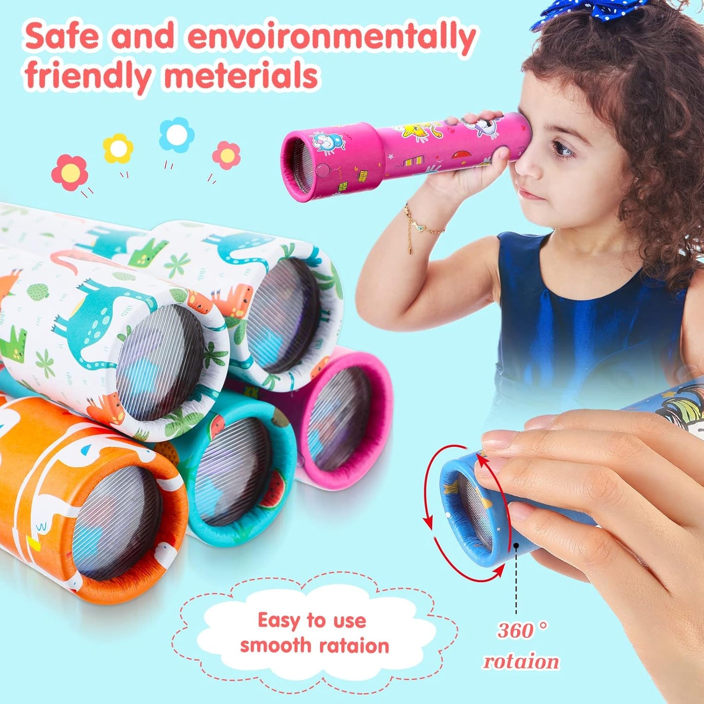 Chivao 20 Pcs Classic Kaleidoscopes Educational Toys for Party Favors Fun Kaleidoscope Toy for Stock Stuffers Bag Fillers Birthday Party School Classroom Prizes, Random Colors (Flamingo)