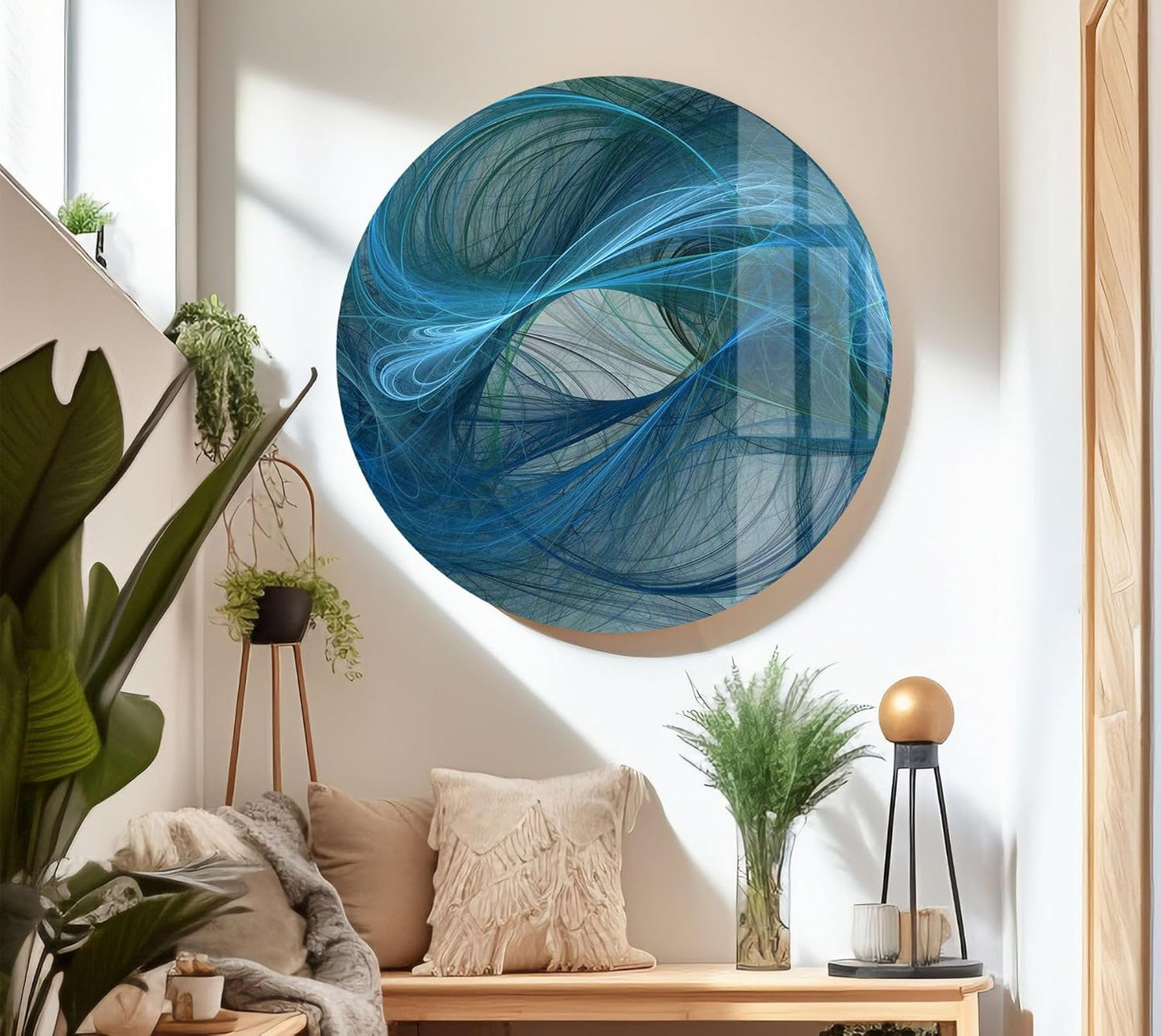 My Photostation.com 30Wx24H'' Blue Energy Abstract Wall Art – Fluid Motion Glass PrintTempered Glass Printing Wall Decor Large Wall Art Wall Hangings