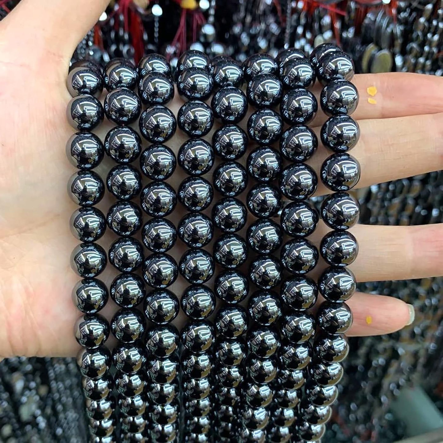 51pcs 8mm AAA Black Hematite Beads Natural Stone Gemstone Round Loose Beads for Jewelry Making DIY Bracelets Necklace Earrings