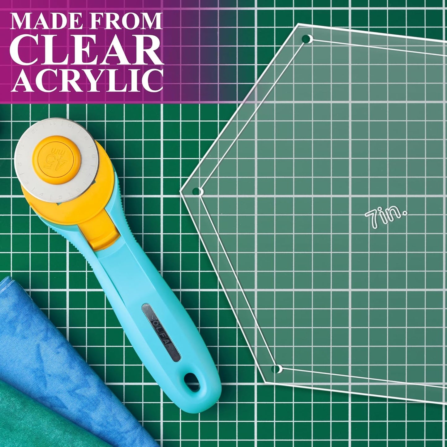 Hexagon Quilting Template Set - 7" with 1/4" Seam Allowance - Durable Acrylic Templates for Quilting, Patchwork, Crafting, & Sewing Projects - Clear Templates for Accurate Designing